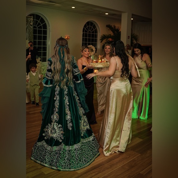 turkish Dresses & Skirts - Elegant Green Embroidered Gown